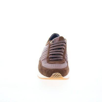 Di Bianco Daytona Luxe Mens Brown Leather Lace Up Lifestyle Sneakers Shoes