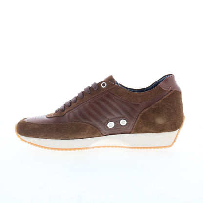 Di Bianco Daytona Luxe Mens Brown Leather Lace Up Lifestyle Sneakers Shoes