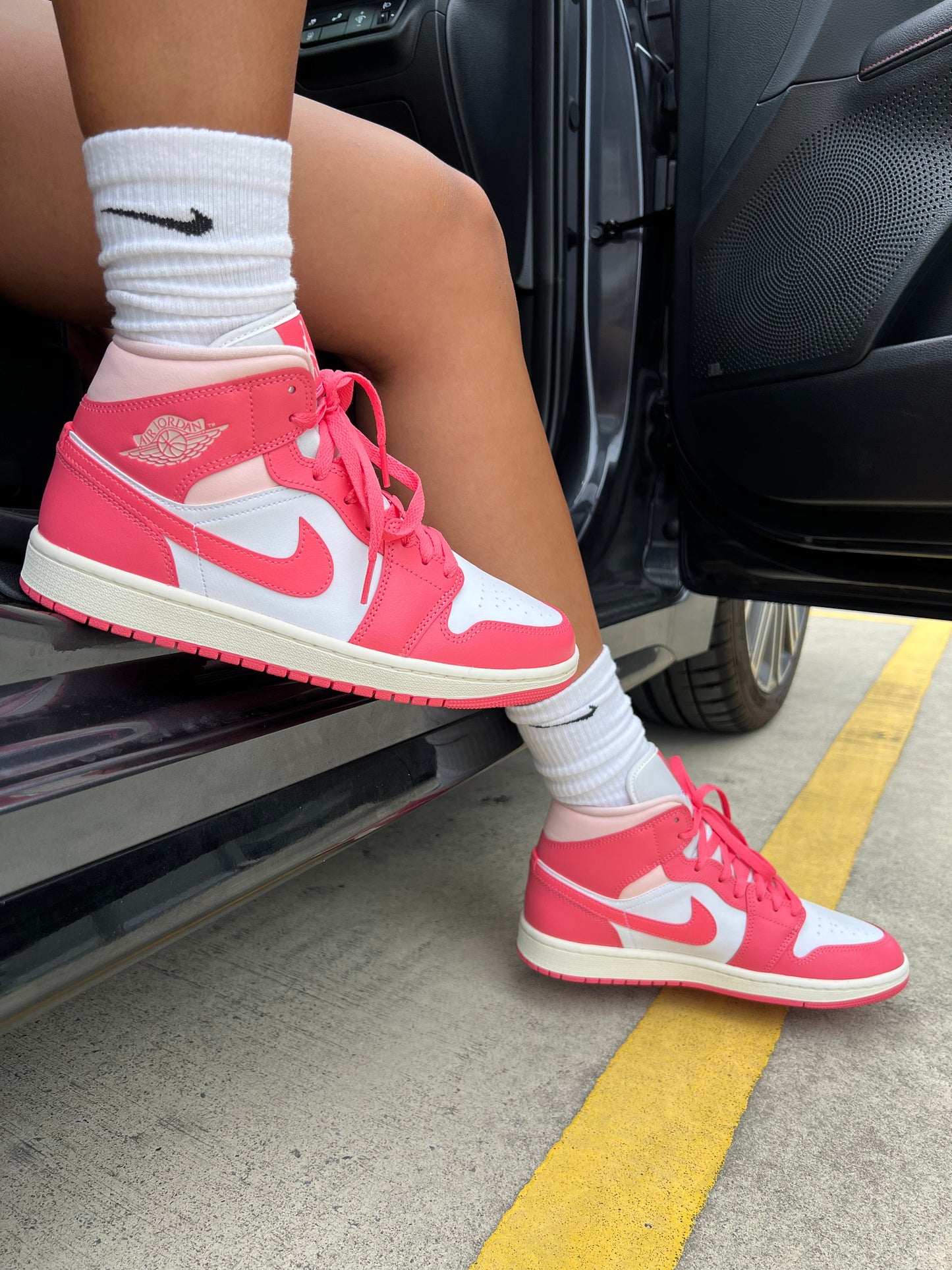 Nike Womens Air Jordan 1 Mid Sneakers - 'Strawberries and Cream'