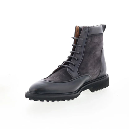 Di Bianco Macrinus Mens Brown Leather Lace Up Casual Dress Boots