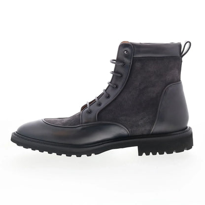 Di Bianco Macrinus Mens Brown Leather Lace Up Casual Dress Boots