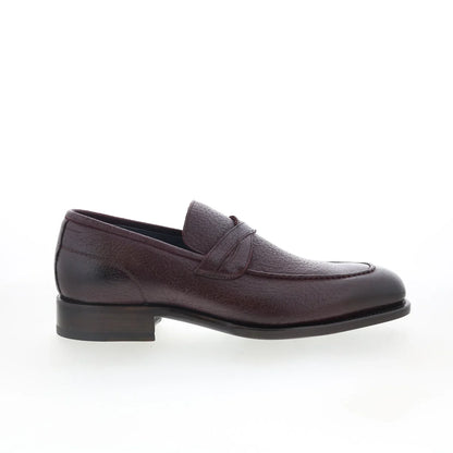 Di Bianco Manzoni Mens Burgundy Leather Loafers & Slip Ons Penny Shoes
