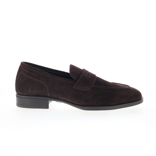 Di Bianco Miseno Mens Brown Suede Slip On Loafers & Slip Ons Penny Shoes