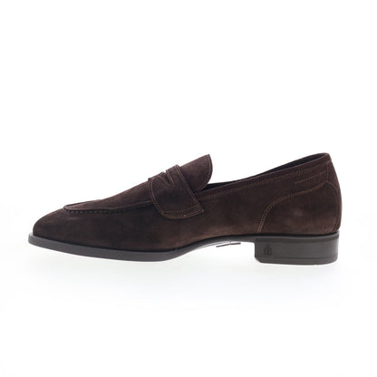 Di Bianco Miseno Mens Brown Suede Slip On Loafers & Slip Ons Penny Shoes