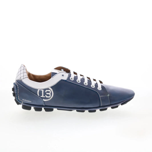 Di Bianco Monza Mens Blue Leather Lace Up Lifestyle Sneakers Shoes
