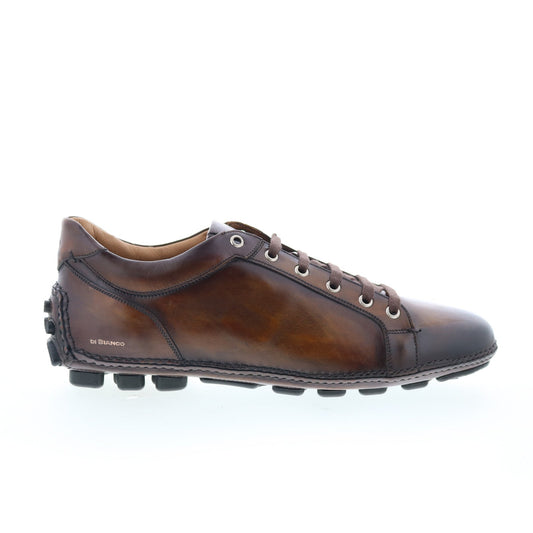 Di Bianco Olimpico Mens Brown Leather Lace Up Lifestyle Sneakers Shoes