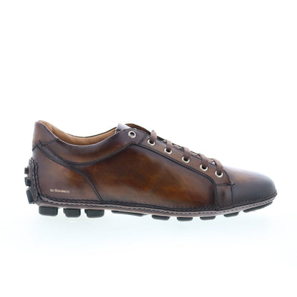 Di Bianco Olimpico Mens Brown Leather Lace Up Lifestyle Sneakers Shoes