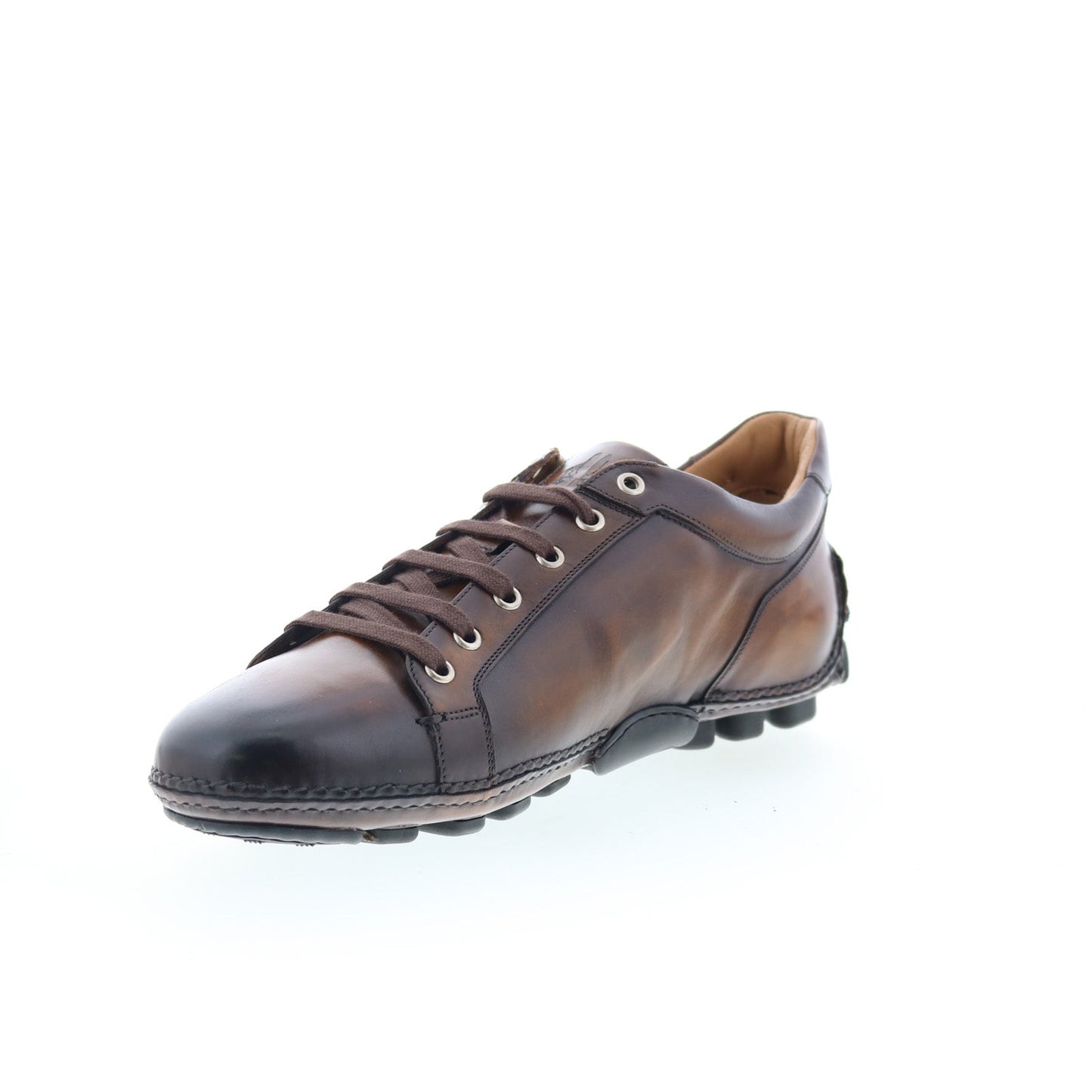 Di Bianco Olimpico Mens Brown Leather Lace Up Lifestyle Sneakers Shoes