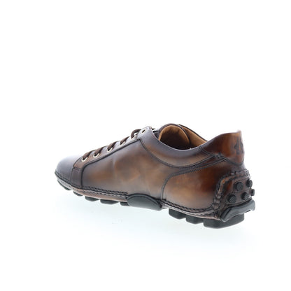 Di Bianco Olimpico Mens Brown Leather Lace Up Lifestyle Sneakers Shoes