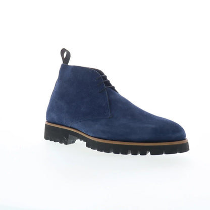 Di Bianco Pinerolo Mens Blue Suede Lace Up Chukkas Boots