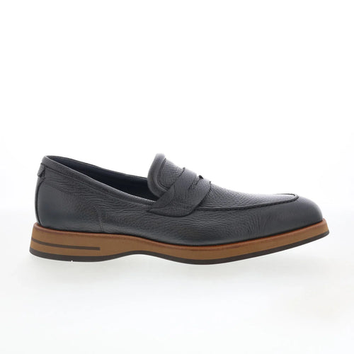 Di Bianco SBP889 Mens Black Leather Slip On Loafers & Slip Ons Penny Shoes