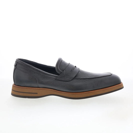 Di Bianco SBP889 Mens Black Leather Slip On Loafers & Slip Ons Penny Shoes