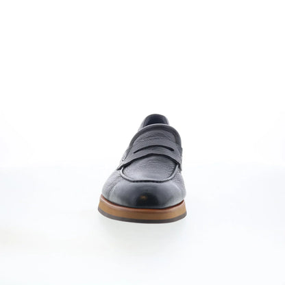 Di Bianco SBP889 Mens Black Leather Slip On Loafers & Slip Ons Penny Shoes