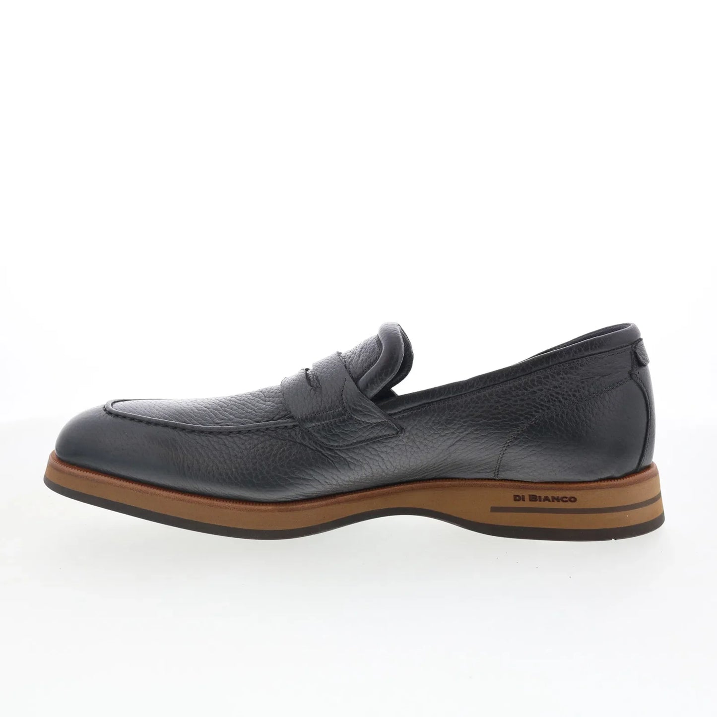 Di Bianco SBP889 Mens Black Leather Slip On Loafers & Slip Ons Penny Shoes