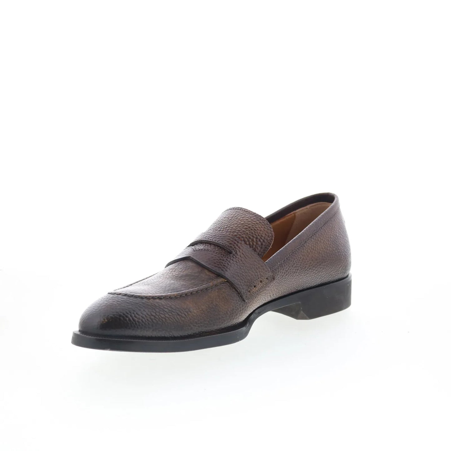 Di Bianco SC524 Mens Brown Leather Slip On Loafers & Slip Ons Penny Shoes