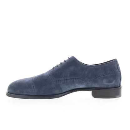Di Bianco Scala Mens Blue Suede Lace Up Oxfords & Lace Ups Plain Toe Shoes