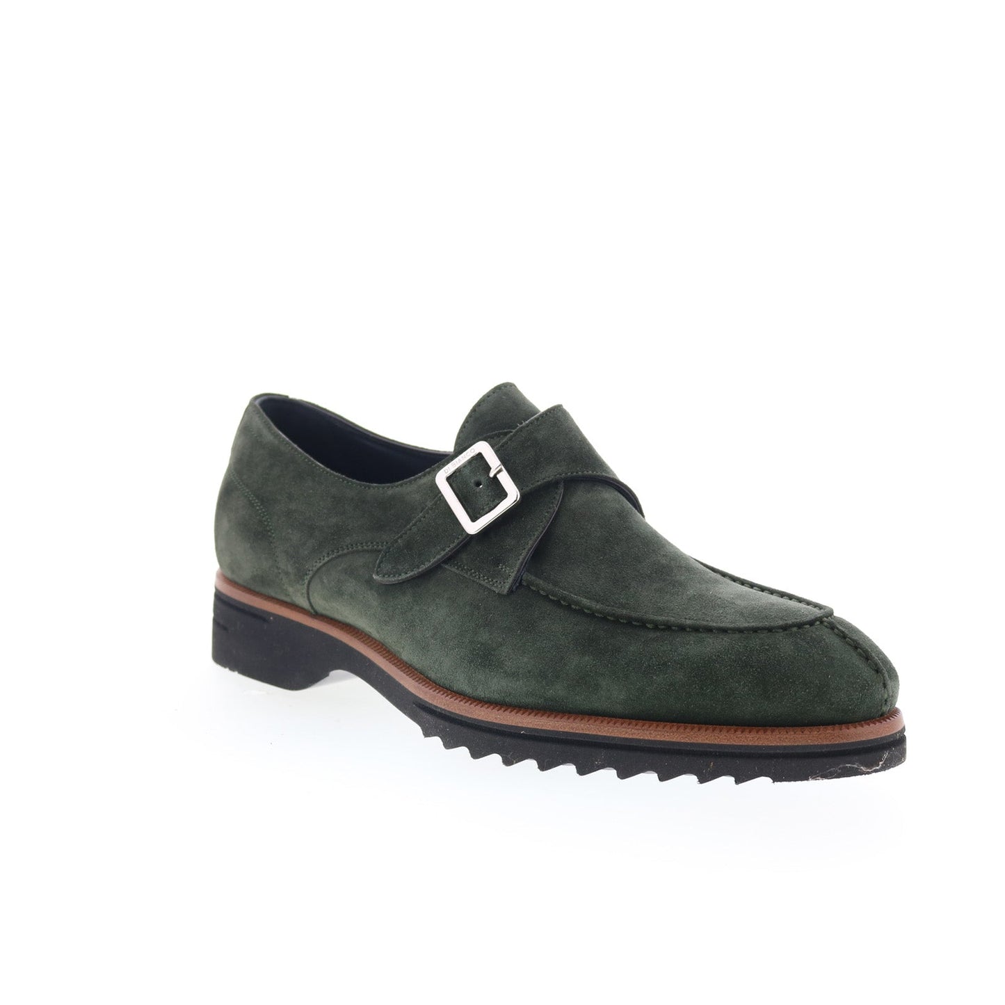 Di Bianco Treviso Mens Green Suede Hook & Loop Loafers & Slip Ons Casual Shoes