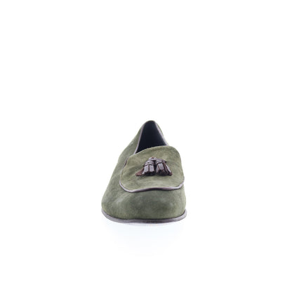 Di Bianco Vomero Mens Green Suede Slip On Loafers & Slip Ons Casual Shoes