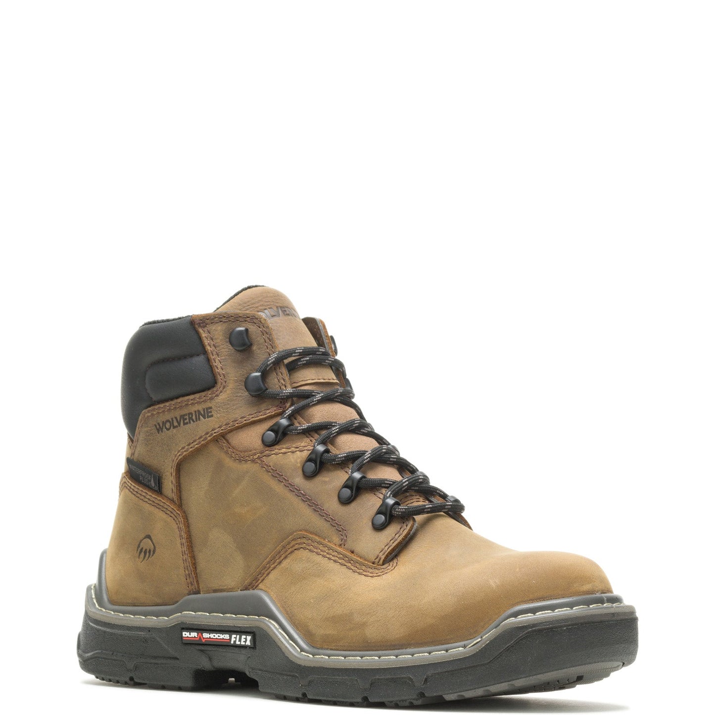 Wolverine Raider DuraShocks Waterproof CarbonMax 6" Mens Brown Wide Work & Safety Boots