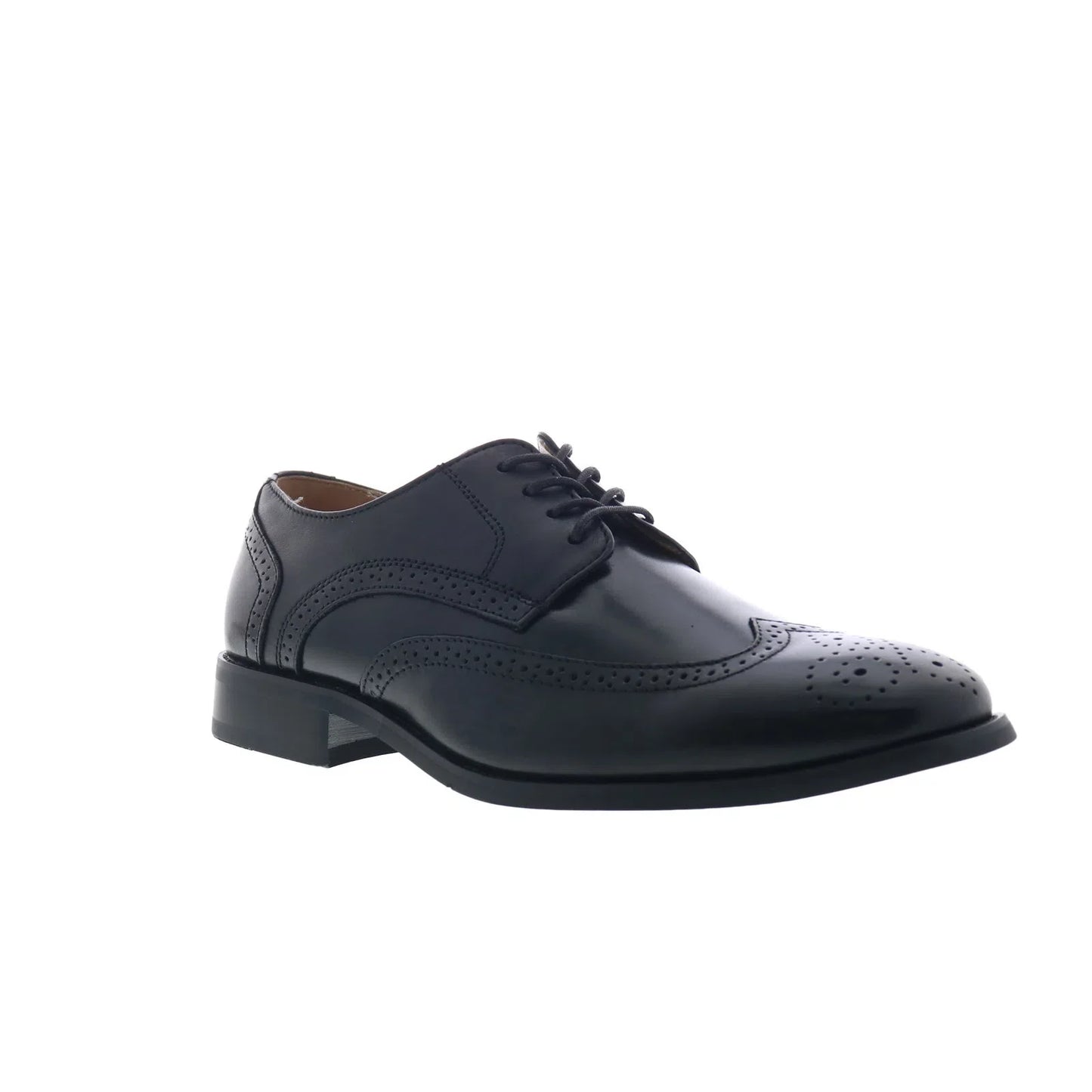 La Milano A590 Mens Black Leather Oxfords & Lace Ups Wingtip & Brogue Shoes