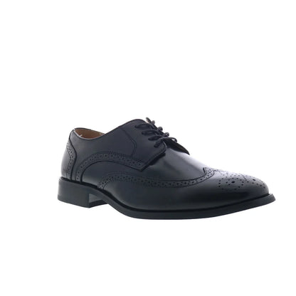 La Milano A590 Mens Black Leather Oxfords & Lace Ups Wingtip & Brogue Shoes
