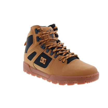 DC Pure High-Top Water Resistant Boot Mens Brown Skate Sneakers Shoes
