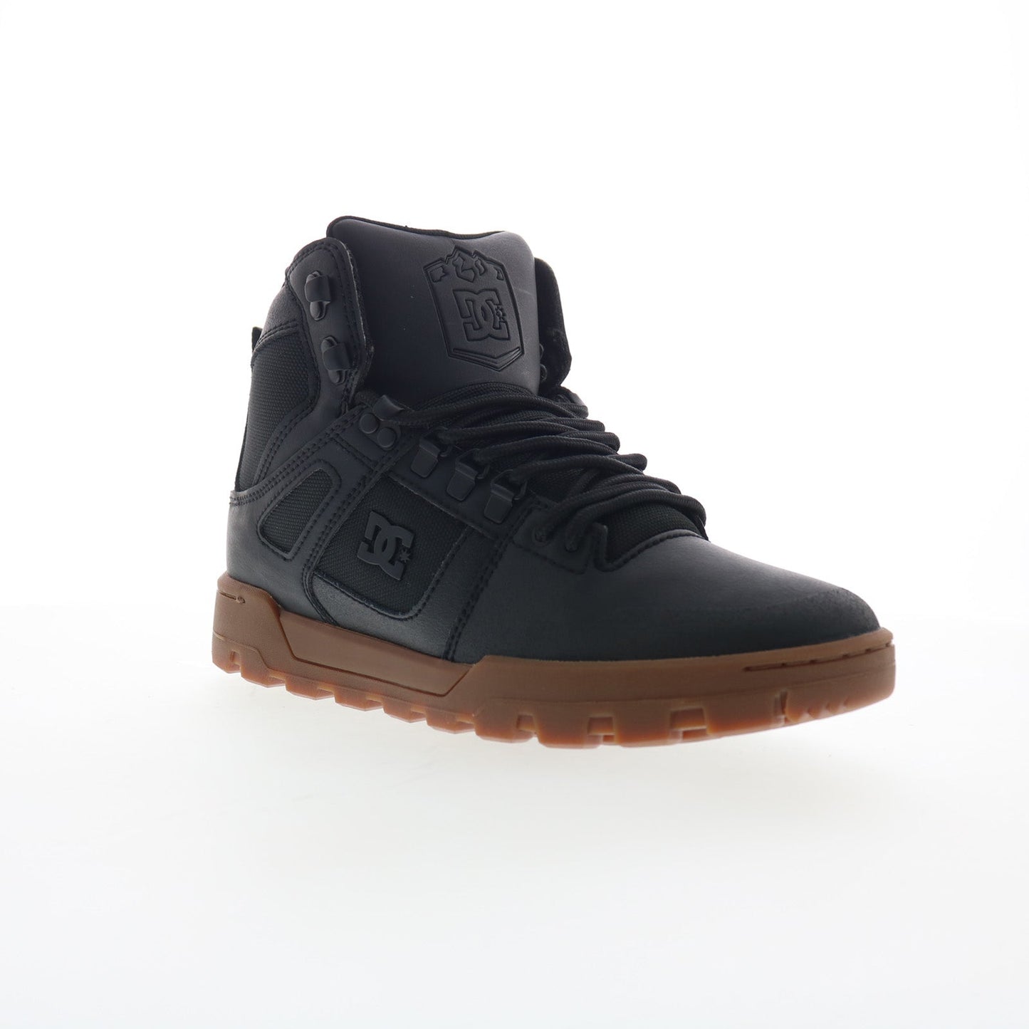 DC Pure High-Top Water Resistant Mens Black Leather Skate Sneakers Shoes