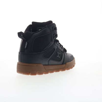 DC Pure High-Top Water Resistant Mens Black Leather Skate Sneakers Shoes