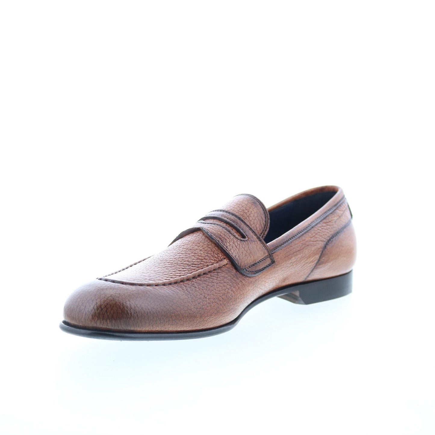 Di Bianco Agata Mens Brown Leather Slip On Loafers & Slip Ons Penny Shoes