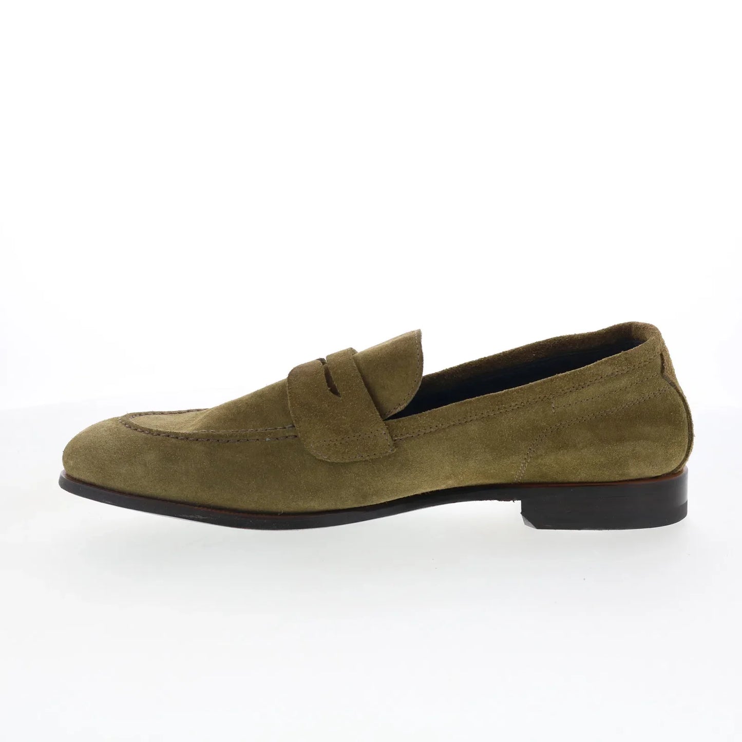 Di Bianco Arese Mens Green Suede Slip On Loafers & Slip Ons Penny Shoes