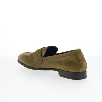 Di Bianco Arese Mens Green Suede Slip On Loafers & Slip Ons Penny Shoes