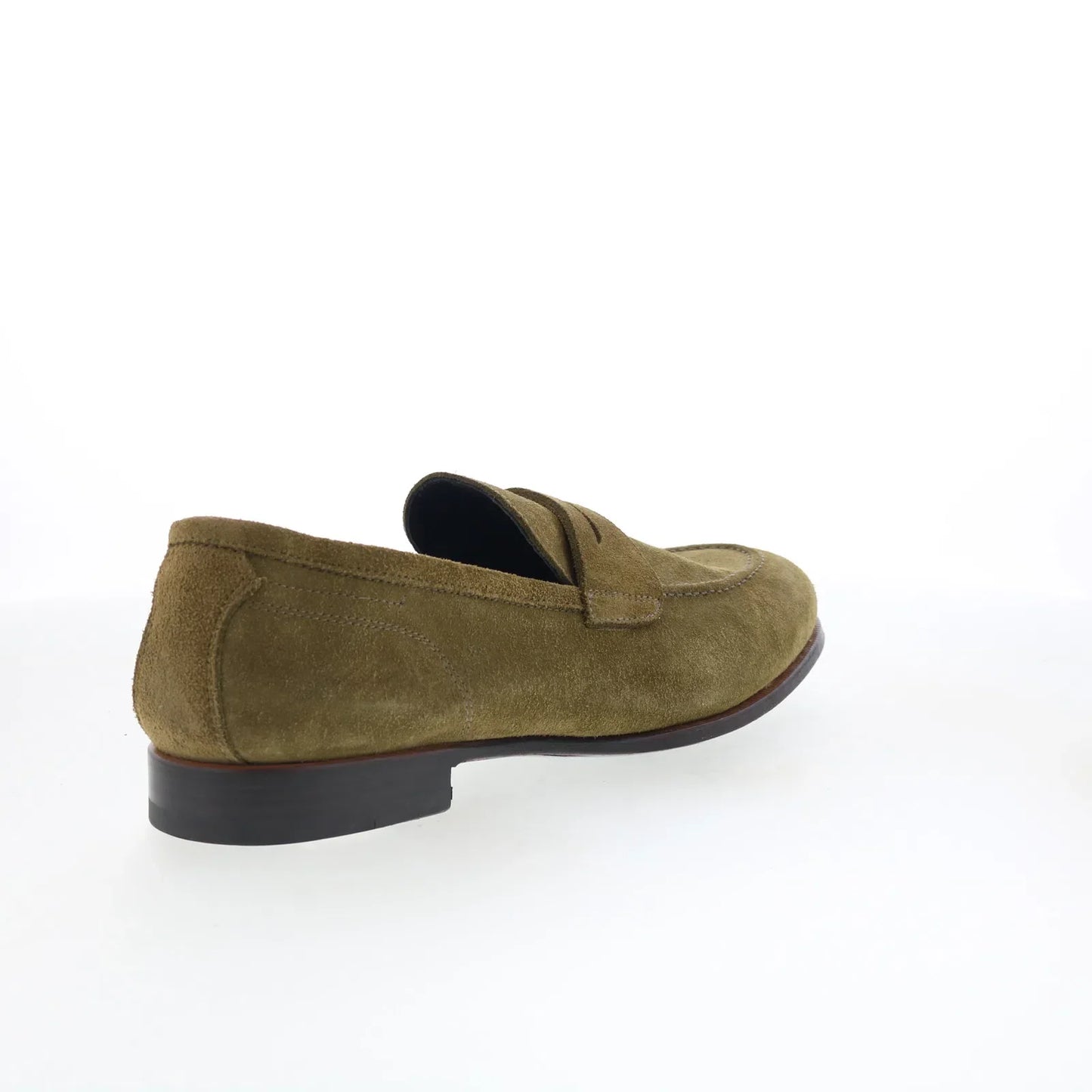 Di Bianco Arese Mens Green Suede Slip On Loafers & Slip Ons Penny Shoes