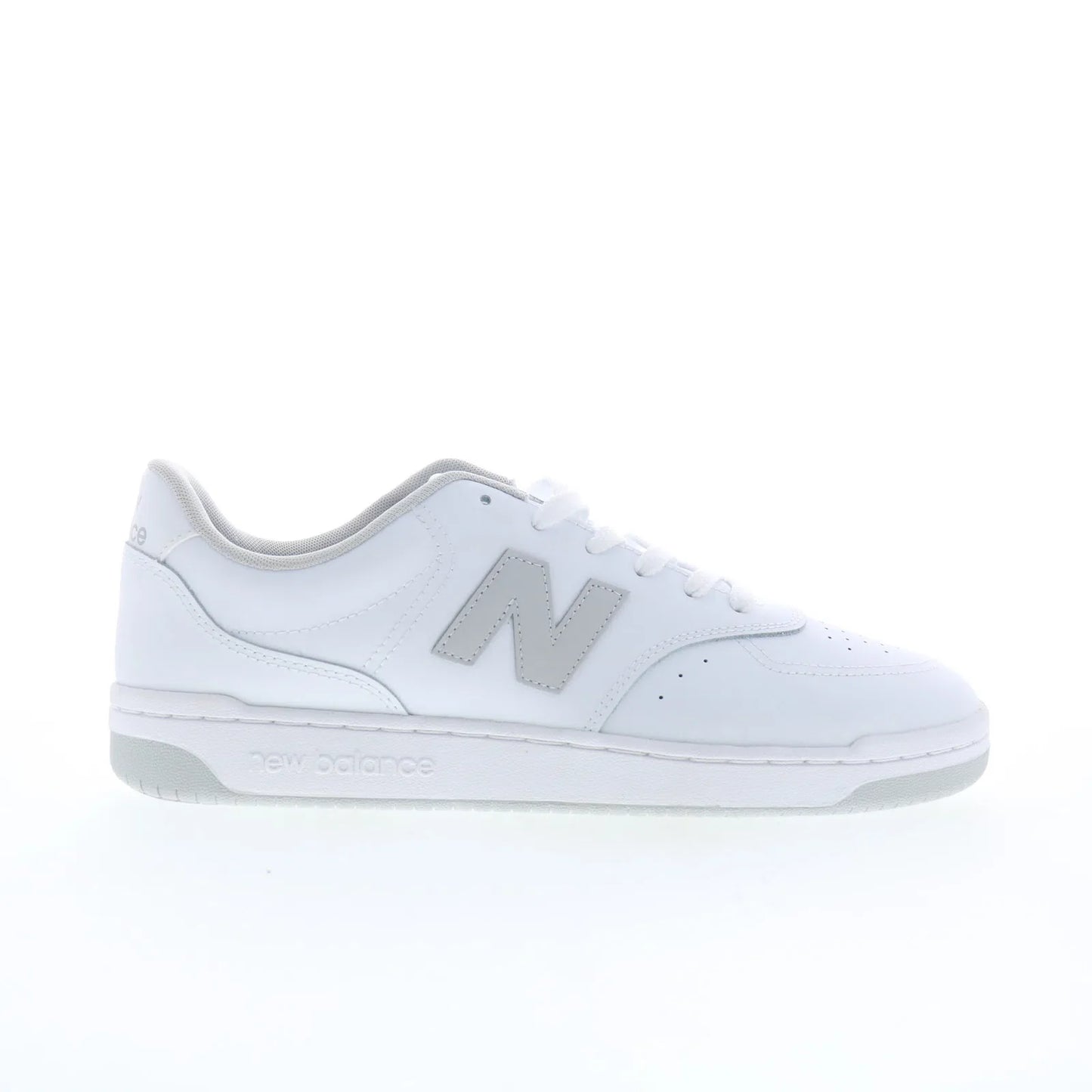 New Balance BB80 BB80GRY Mens White Leather Lace Up Lifestyle Sneakers Shoes