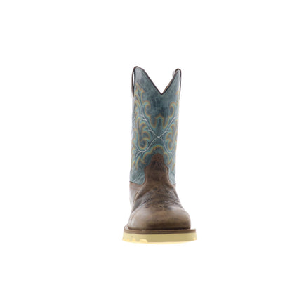 Jama Old West BSM1901 Mens Brown Leather Slip On Cowboy Western Boots