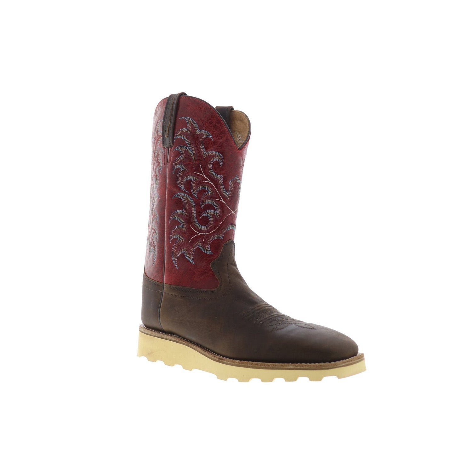 Jama Old West BSM1902 Mens Brown Leather Slip On Cowboy Western Boots
