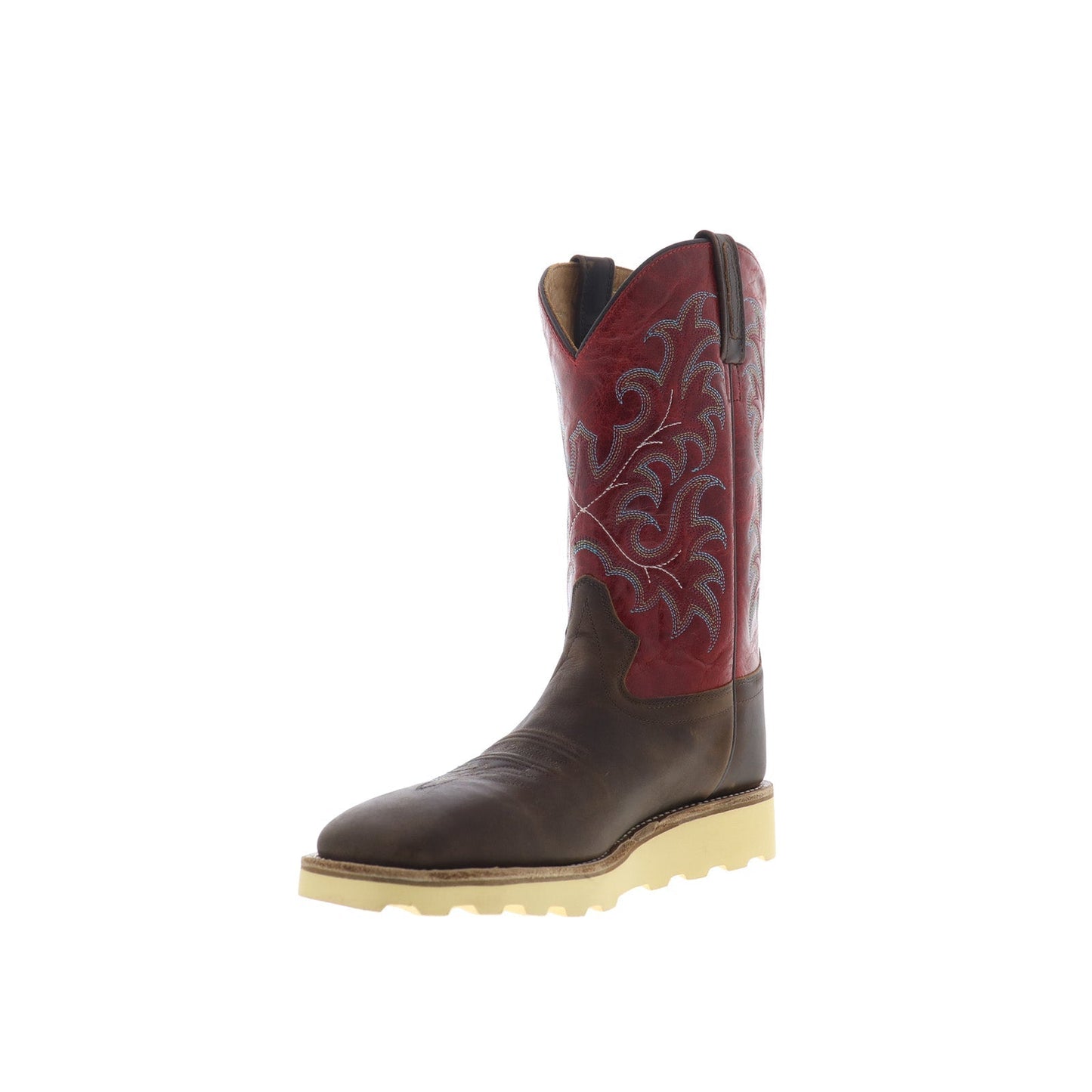 Jama Old West BSM1902 Mens Brown Leather Slip On Cowboy Western Boots
