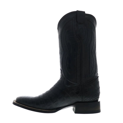 Ferrini Caiman Belly Caiman S-Toe Mens Black Cowboy Western Boots