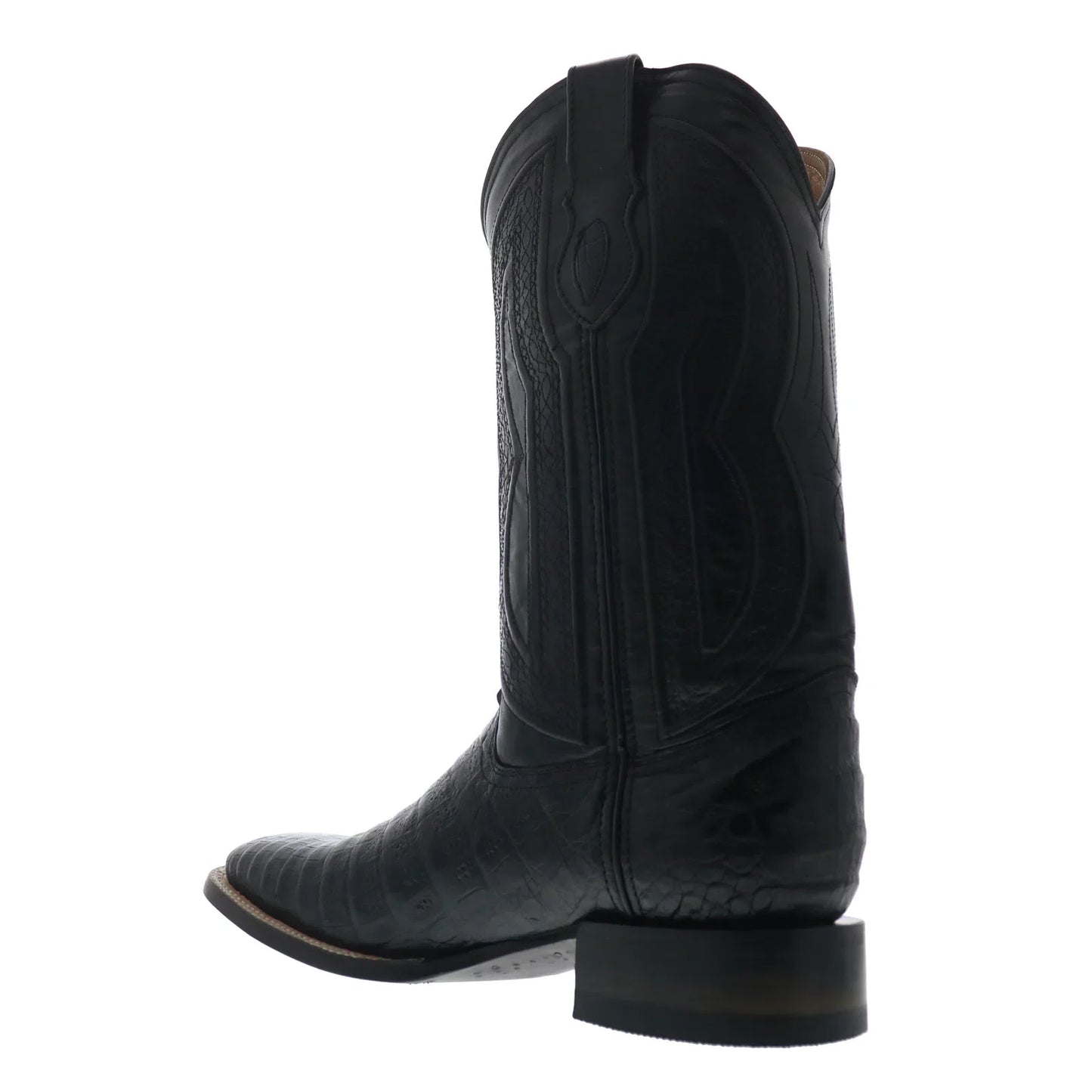 Ferrini Caiman Belly Caiman S-Toe Mens Wide Black Cowboy Western Boots