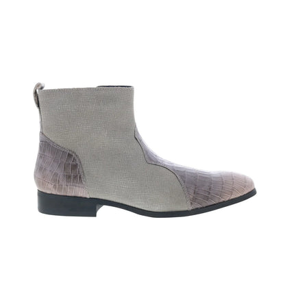 Dingo Dunn Ankle Boot DI-222 Mens Gray Leather Zipper Ankle Boots