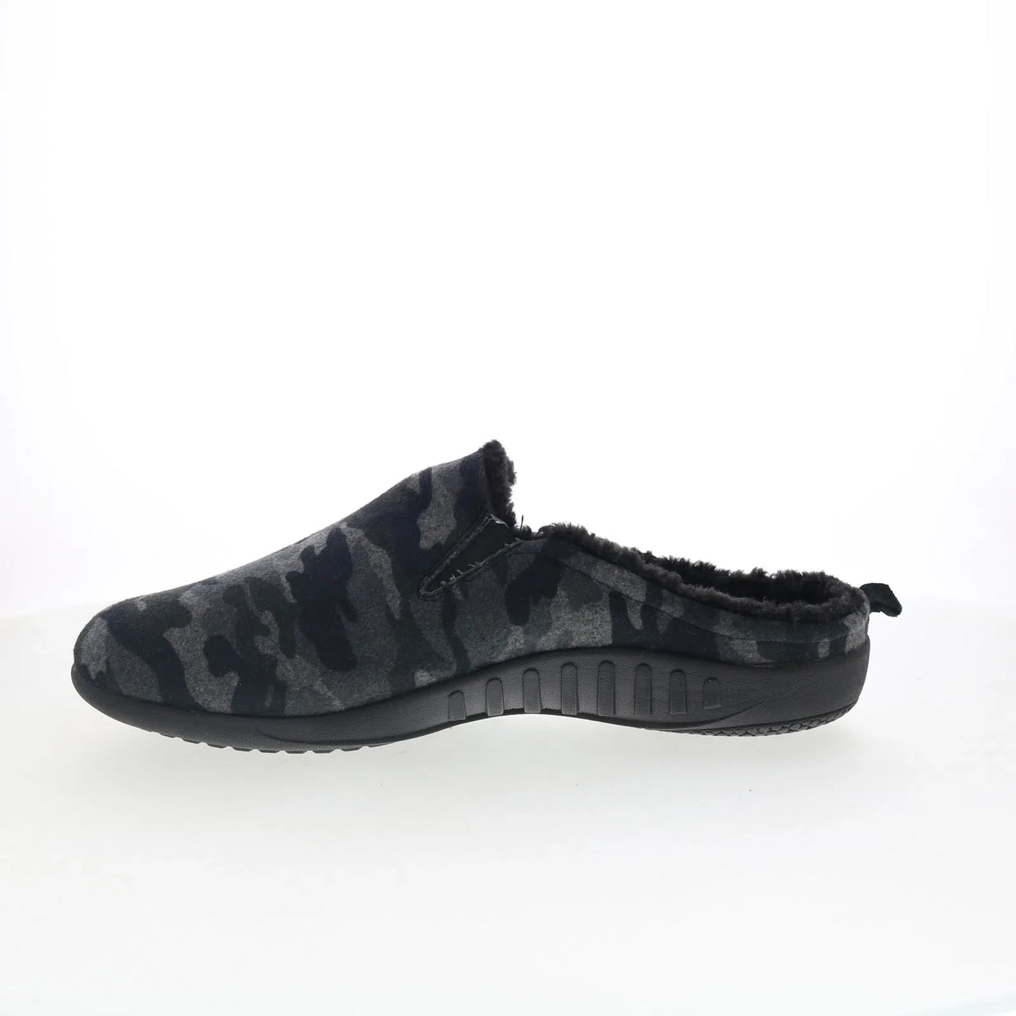 Spenco Dundee Wool SP2003BCM Mens Black Suede Slip On Clogs Slippers Shoes