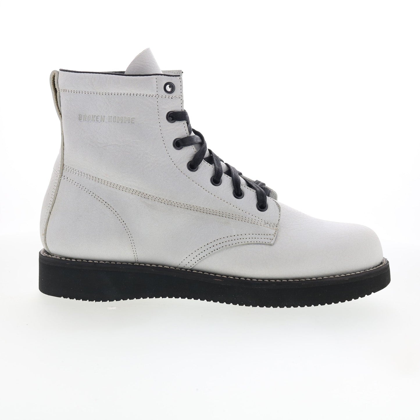 Broken Homme James Boot FB12002 Mens White Leather Casual Dress Boots