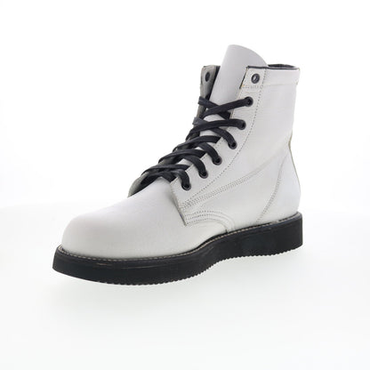 Broken Homme James Boot FB12002 Mens White Leather Casual Dress Boots