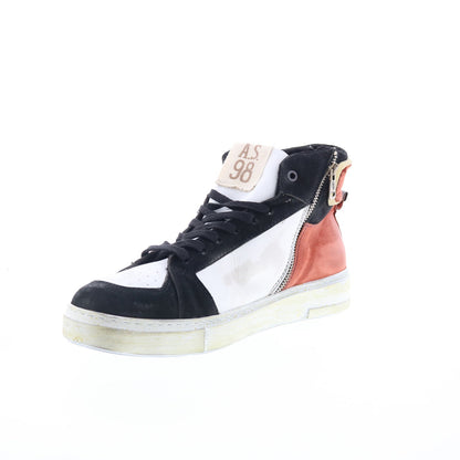 A.S. 98 Folie Mens White Canvas Zipper Lifestyle Sneakers Shoes