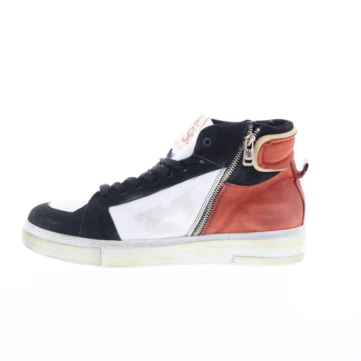 A.S. 98 Folie Mens White Canvas Zipper Lifestyle Sneakers Shoes