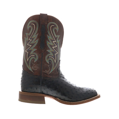 Tony Lama Foster Full Quill Ostrich Made In USA Mens Black Western Boots