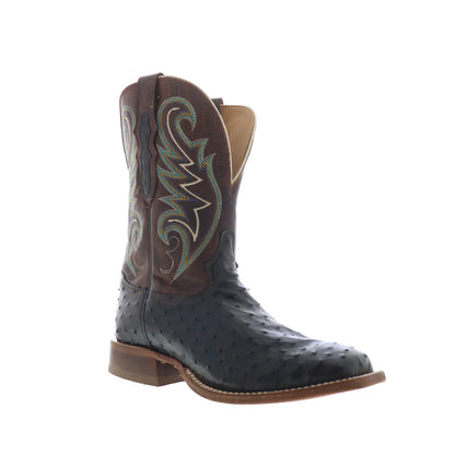 Tony Lama Foster Full Quill Ostrich Made In USA Mens Black Western Boots