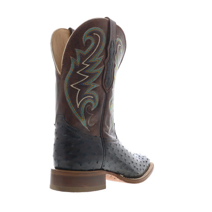 Tony Lama Foster Full Quill Ostrich Made In USA Mens Black Western Boots