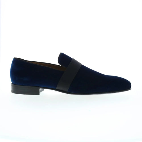 Pastori by Di Bianco Galba Mens Blue Suede Loafers & Slip Ons Casual Shoes
