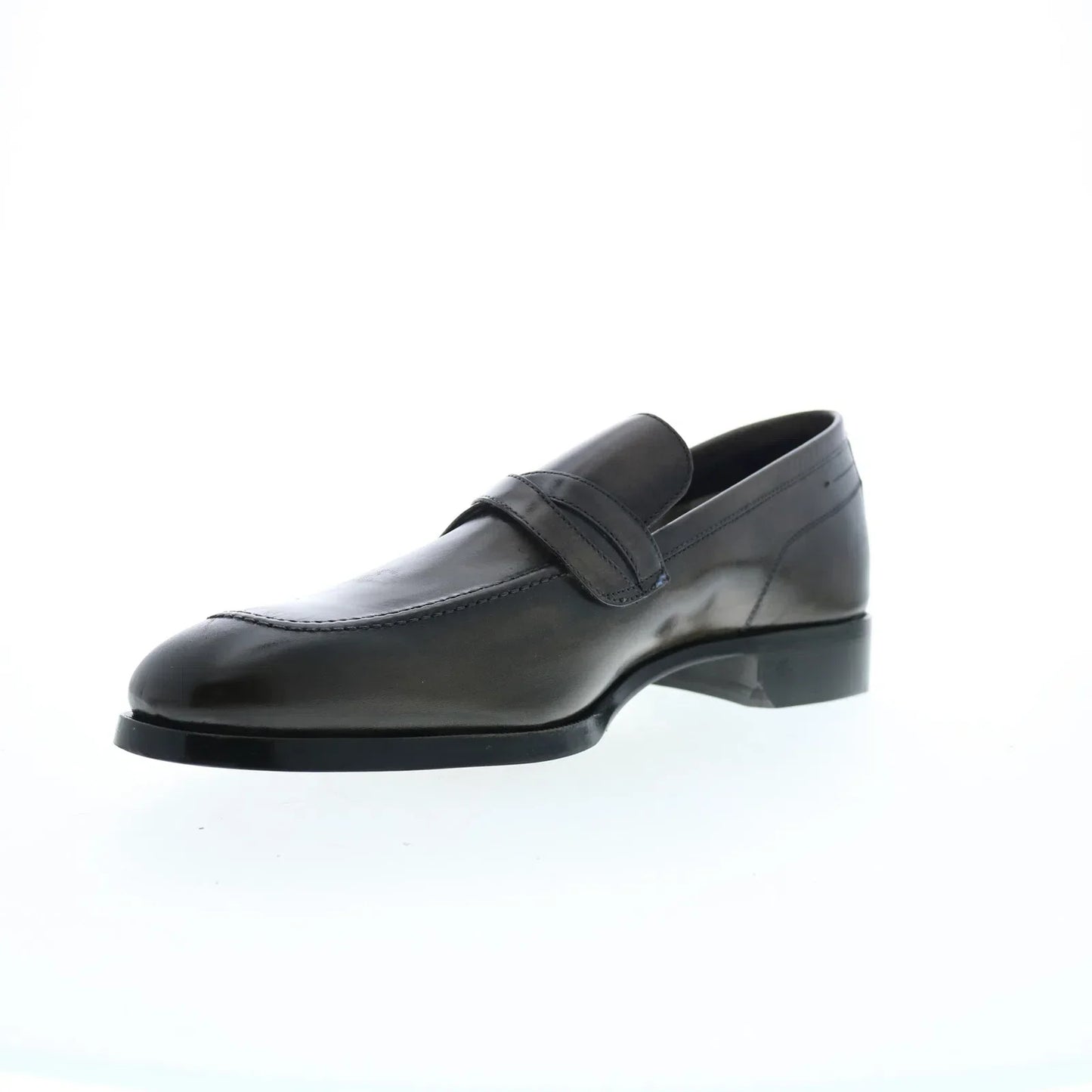 Di Bianco Manzoni Sella Mens Gray Leather Loafers & Slip Ons Penny Shoes