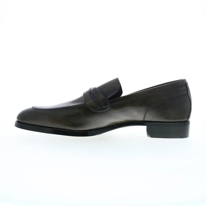 Di Bianco Manzoni Sella Mens Gray Leather Loafers & Slip Ons Penny Shoes